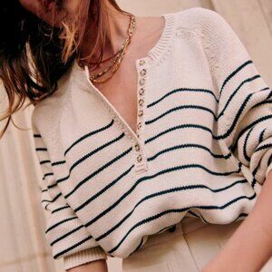 Sezane Léontine Jumper Ecru / Marine. - Size XS